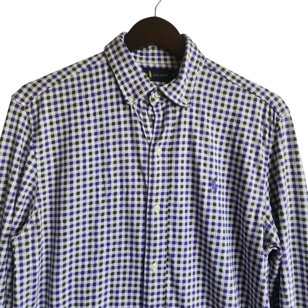 RALPH LAUREN Polo Gingham Check Shirt Pima Cotton Modal Med Made In Peru